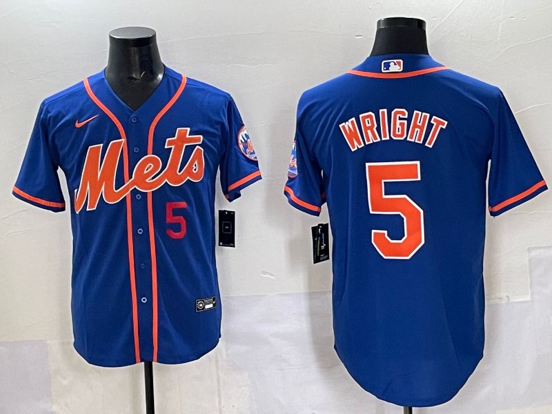 Men 2025 New York Mets #5 Wright Blue Game Nike MLB Jersey style 02->new york mets->MLB Jersey